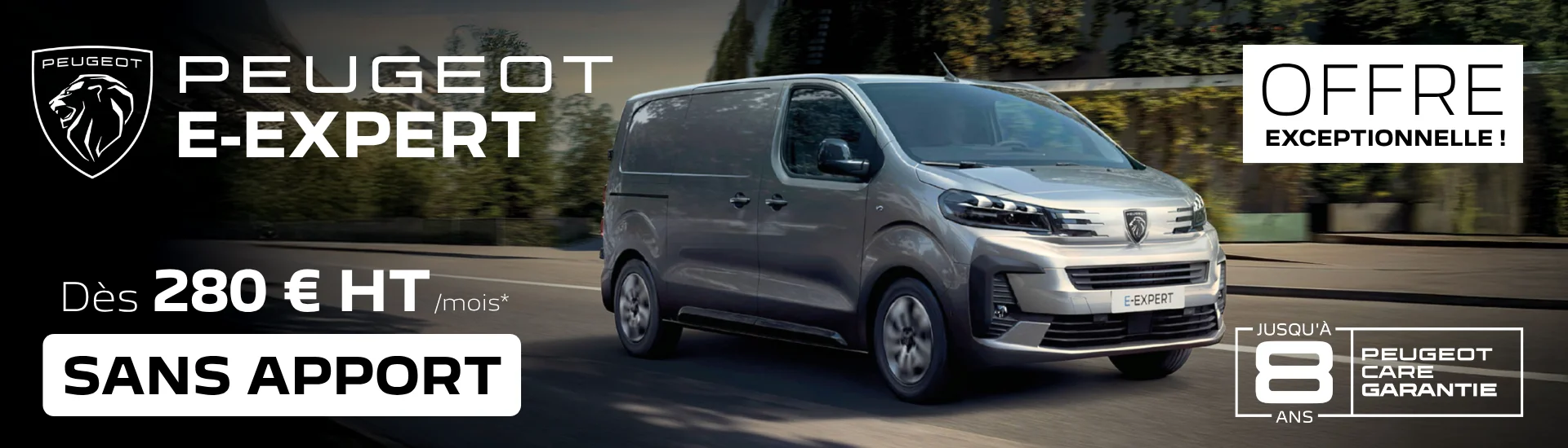 banniere lp - offre E-Expert à 280€/mois HT - Peugeot La Rochelle - aout 2026